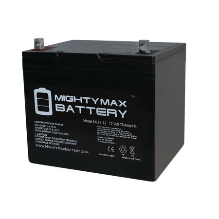 ML75-12 12V 75Ah Replaces Shoprider Sprinter Jumbo XL3 XL4 Deluxe Btty -  MIGHTY MAX BATTERY, ML75-121984